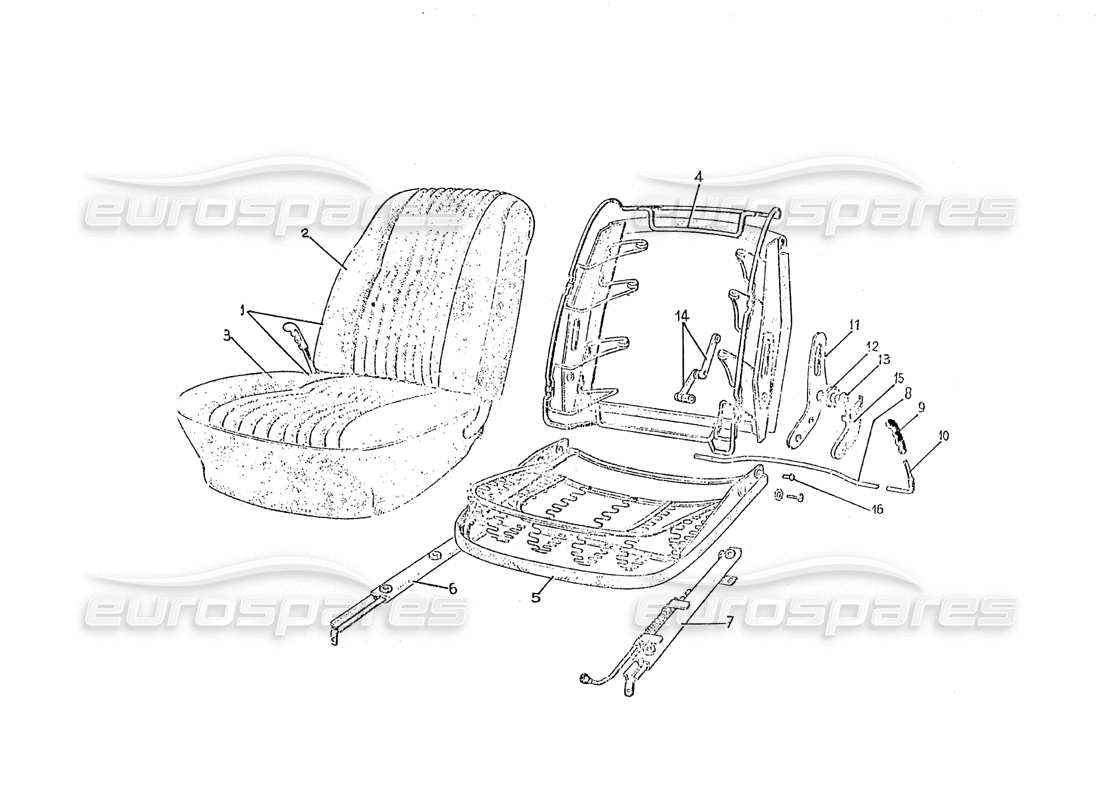 ferrari 275 (pininfarina coachwork) gruppo sedili - d.v.n. 81 diagramma delle parti