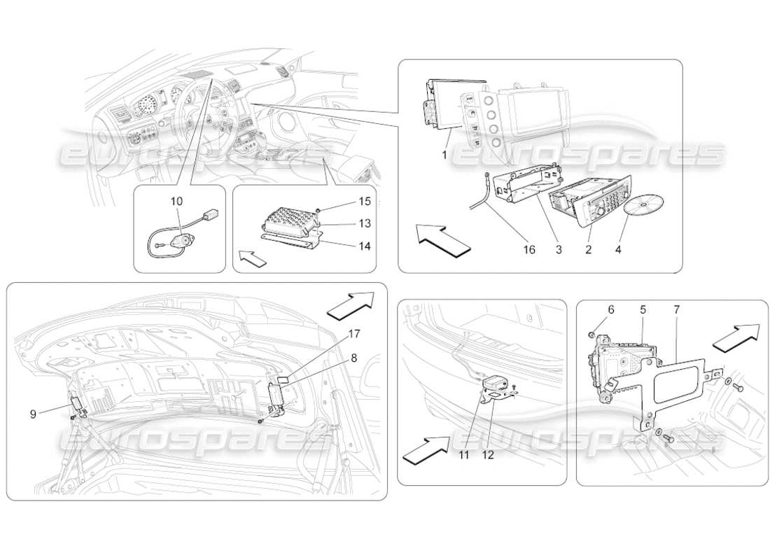 maserati grancabrio (2010) 4.7 sistema informatico diagramma delle parti