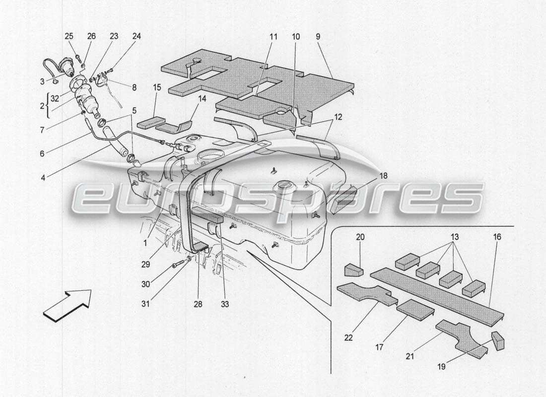 maserati grancabrio mc centenario serbatoio di carburante diagramma delle parti