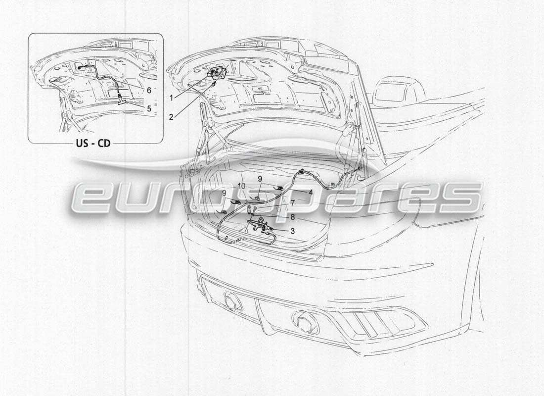 maserati grancabrio mc centenario comando apertura portellone posteriore diagramma delle parti
