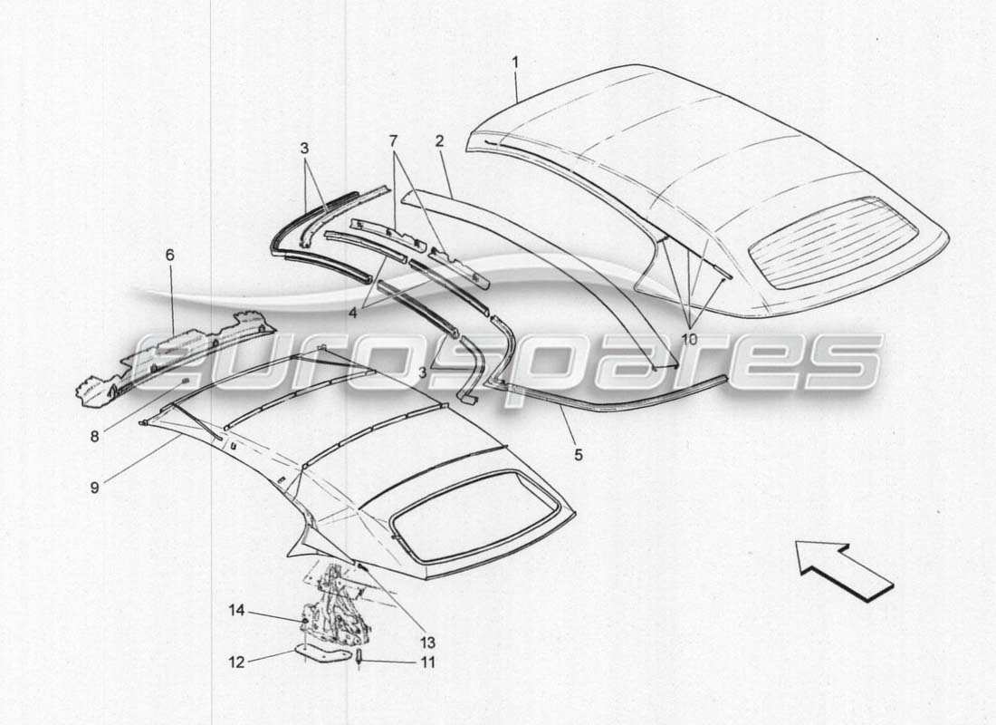 maserati grancabrio mc centenario impianto elettrico: rivestimenti diagramma delle parti