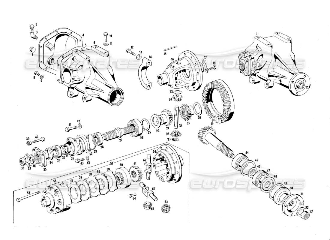 maserati qtp.v8 4.7 (s1 & s2) 1967 diagramma della parte differenziale