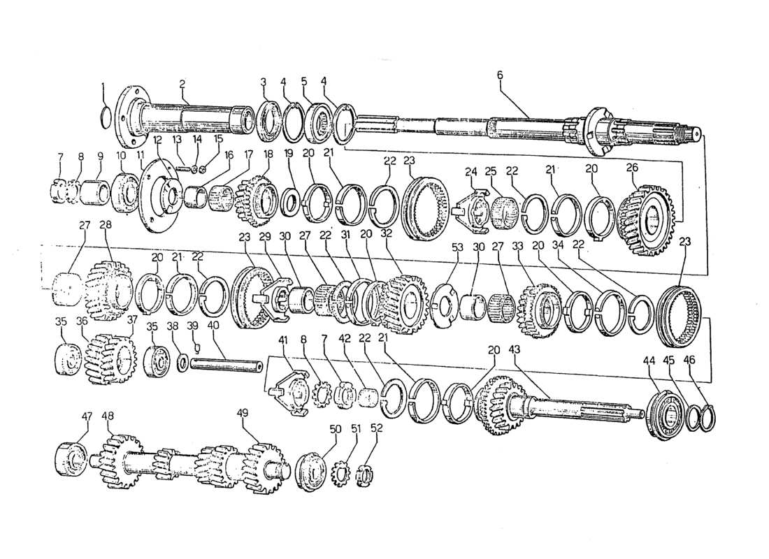 lamborghini jarama cambio diagramma delle parti