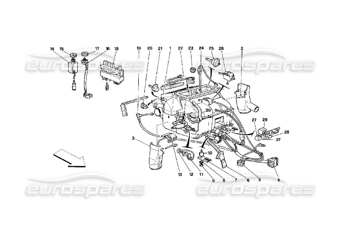 ferrari mondial 3.4 t coupe/cabrio set di aria condizionata diagramma delle parti