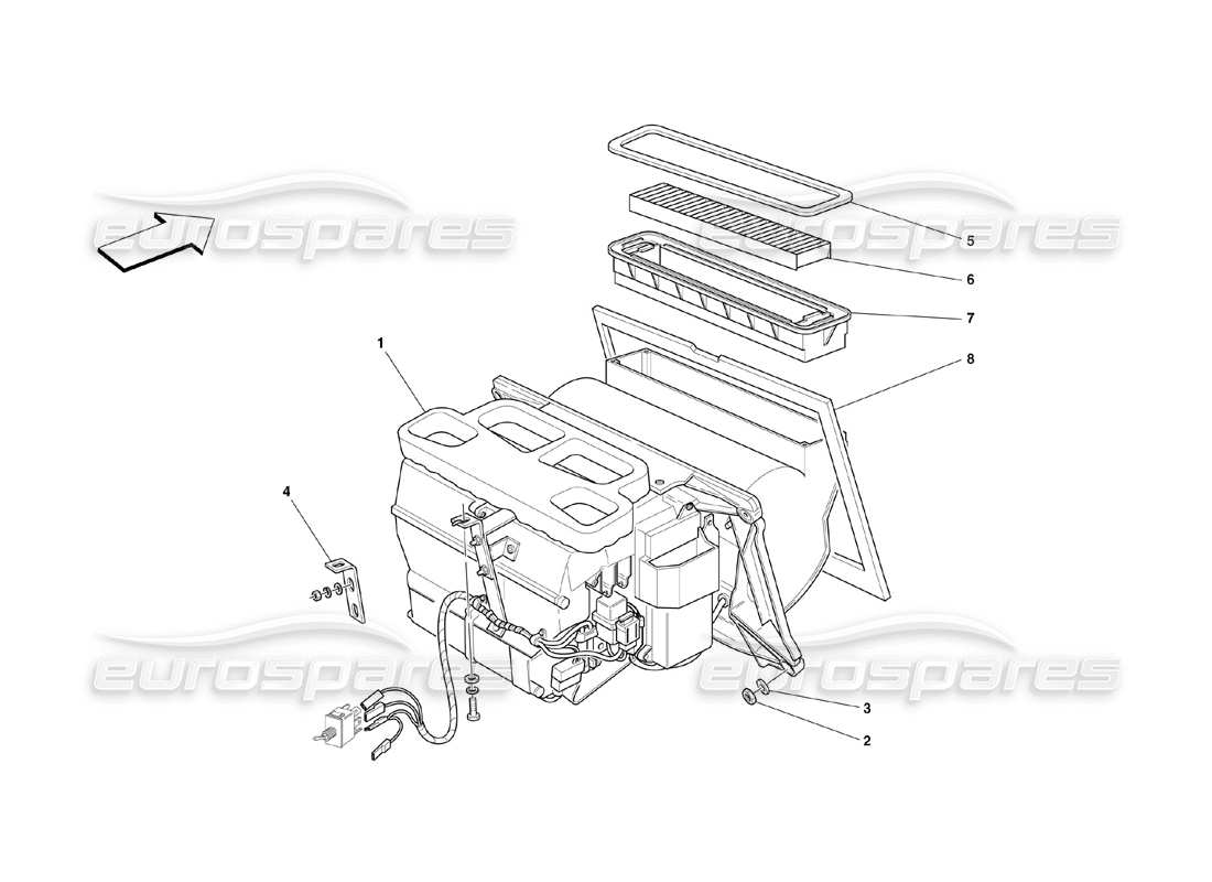 ferrari 360 challenge (2000) diagramma delle parti dell'unità di ventilazione