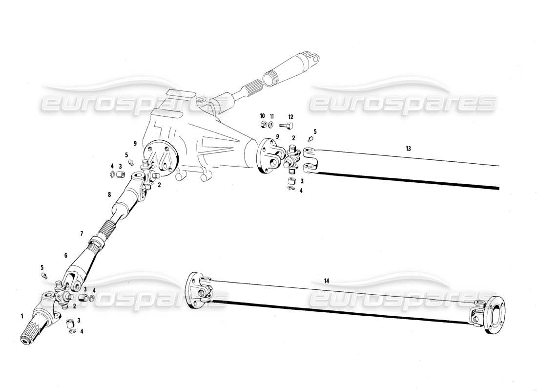 maserati qtp.v8 4.7 (s1 & s2) 1967 diagramma delle parti degli alberi dell'elica