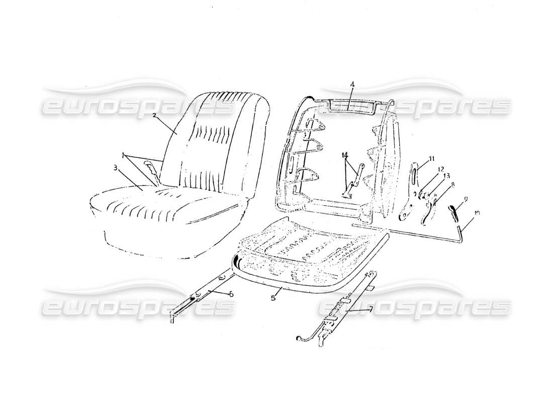 ferrari 275 (pininfarina coachwork) gruppo sedili - f.v.n. 80 diagramma delle parti