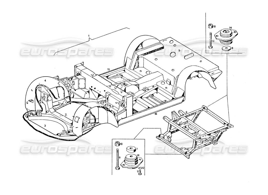 maserati khamsin telaio diagramma delle parti
