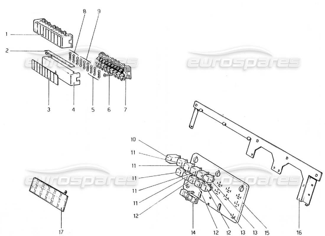 ferrari 308 gtb (1976) diagramma delle parti di fusibili e relè (valido per versioni rhd - aus).