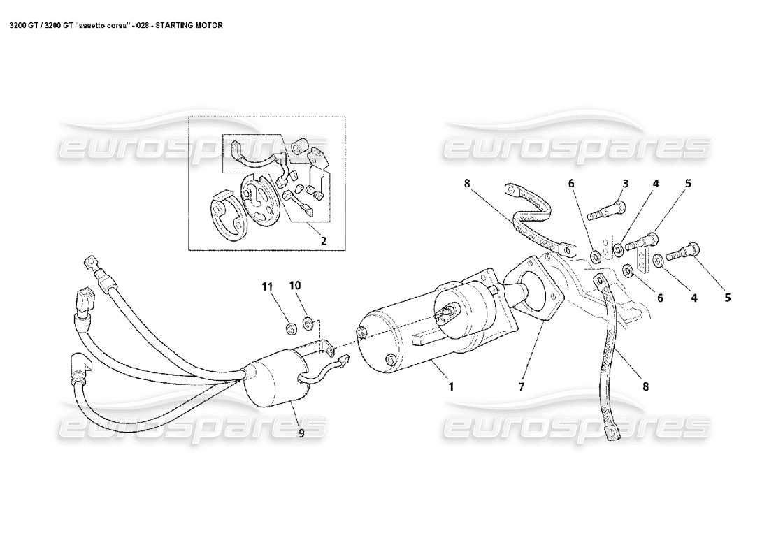 maserati 3200 gt/gta/assetto corsa diagramma delle parti del motorino di avviamento