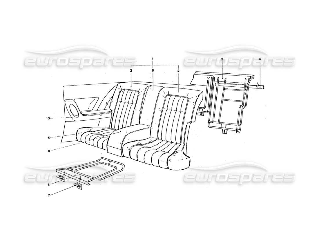 ferrari 365 gt4 2+2 coachwork sedili posteriori diagramma delle parti