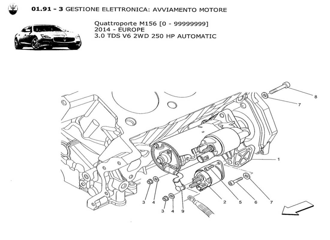 maserati qtp. v6 3.0 tds 250bhp 2014 controllo elettronico: diagramma delle parti di accensione del motore