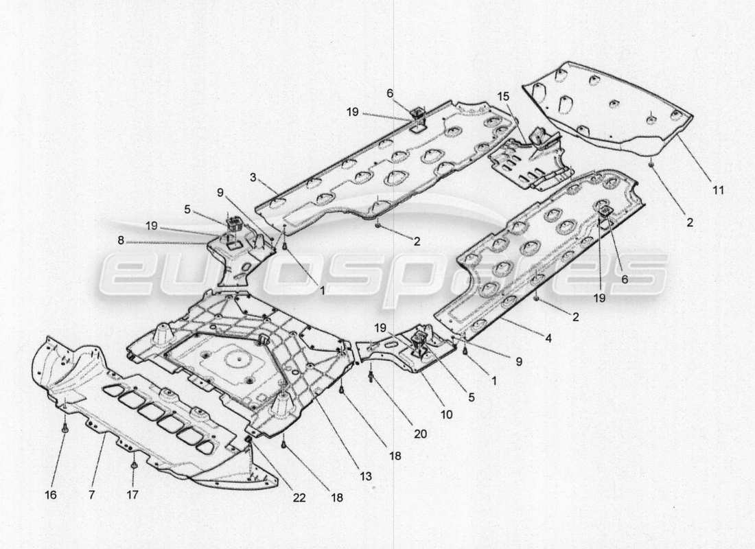 maserati qtp. v8 3.8 530bhp 2014 auto schema delle parti delle protezioni sottoscocca e sottopavimento