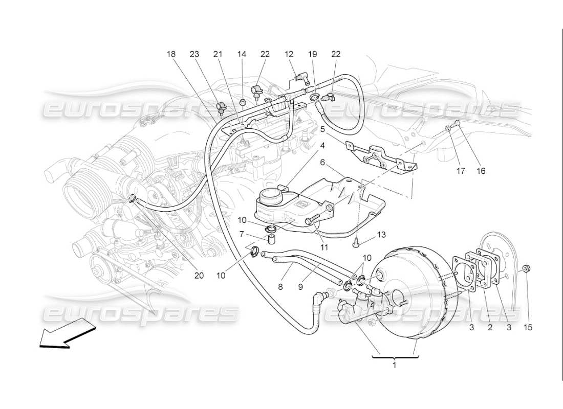 maserati qtp. (2008) 4.2 auto servofreno diagramma delle parti