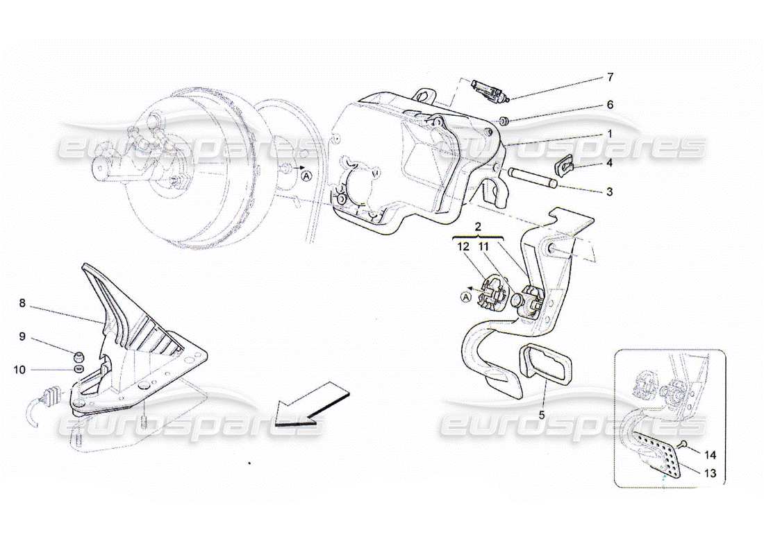 maserati qtp. (2010) 4.2 pedaliera completa diagramma delle parti