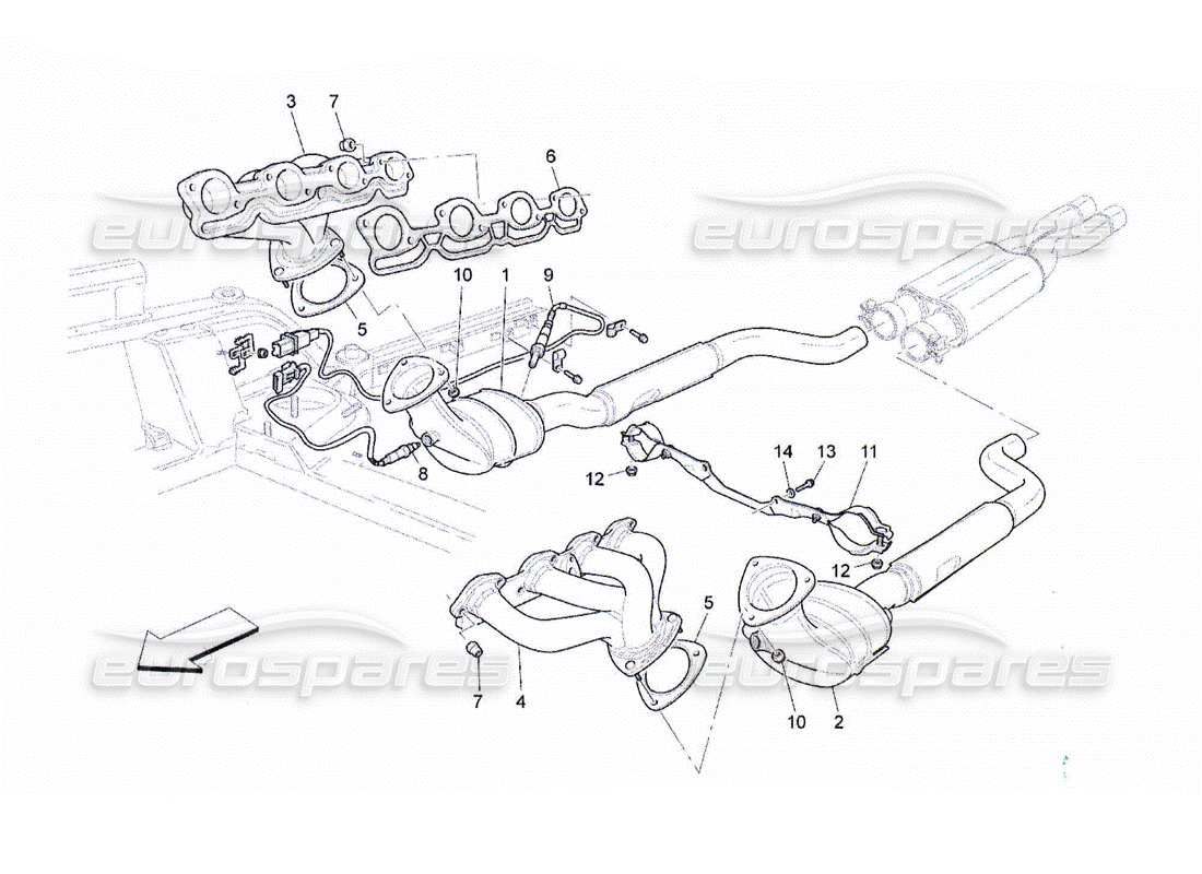 maserati qtp. (2010) 4.2 diagramma delle parti dei convertitori pre-catalitici e dei convertitori catalitici