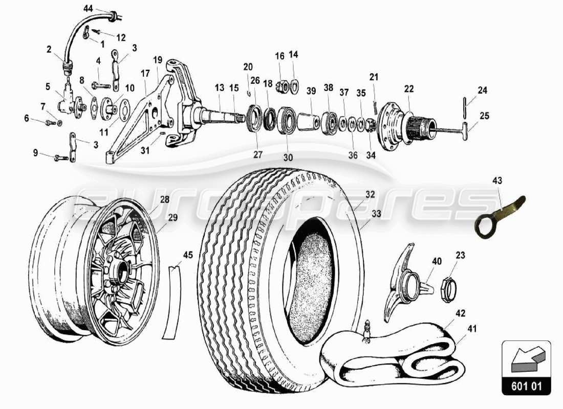 lamborghini miura p400s diagramma delle parti pneumatici
