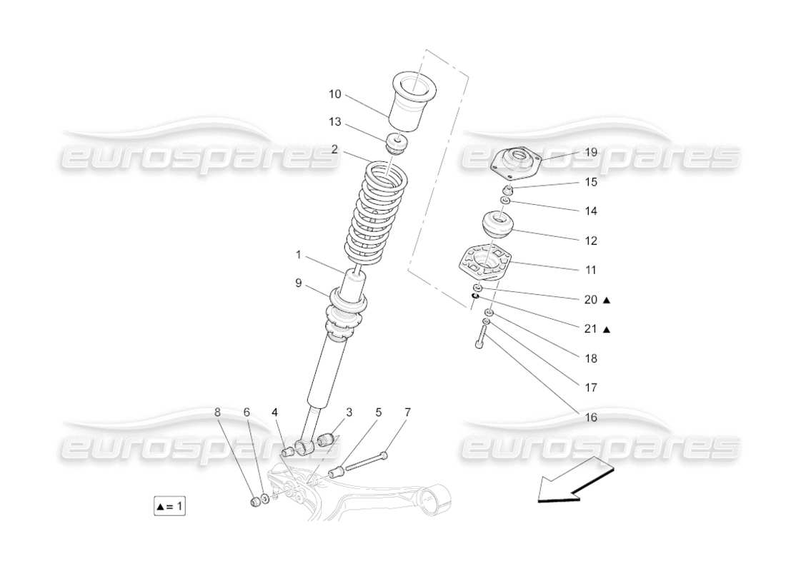 maserati grancabrio (2011) 4.7 dispositivi ammortizzatori anteriori diagramma delle parti