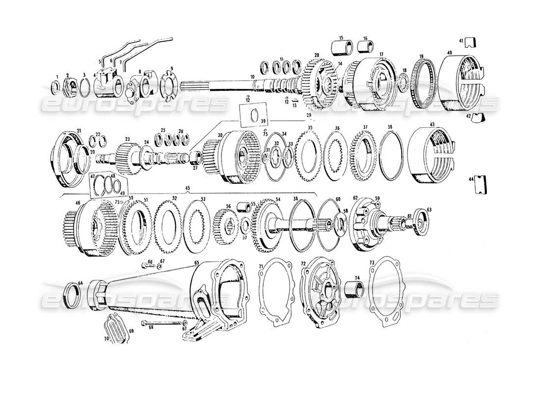 maserati khamsin ingranaggi del cambio automatico diagramma delle parti