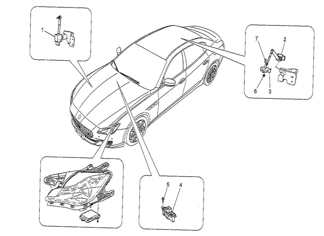 maserati qtp. v8 3.8 530bhp 2014 diagramma delle parti di controllo del sistema di illuminazione