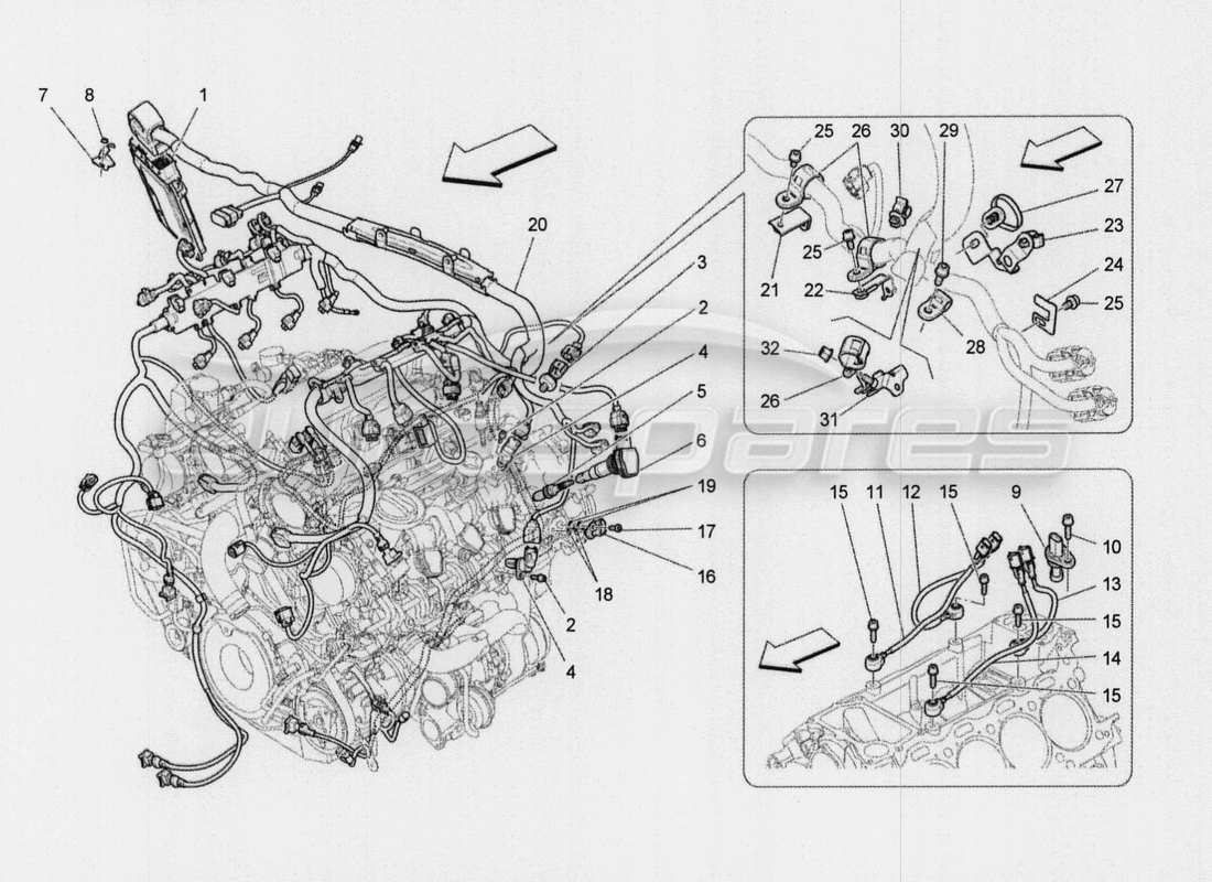 maserati qtp. v8 3.8 530bhp auto 2015 controllo elettronico: diagramma delle parti di controllo dell'iniezione e della fasatura del motore