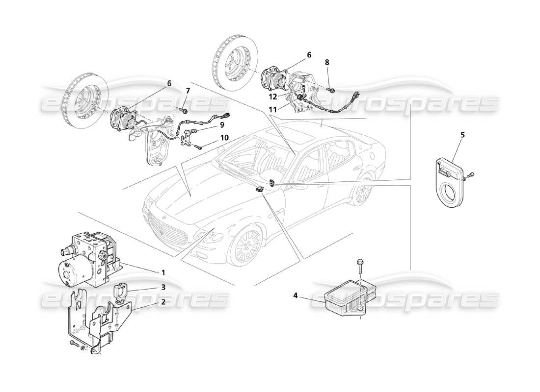 maserati qtp. (2003) 4.2 sistemi di controllo della frenata diagramma delle parti