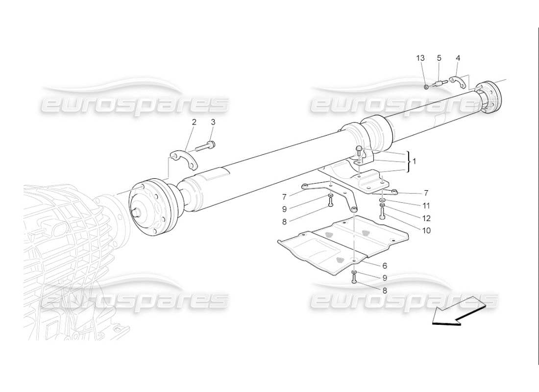 maserati qtp. (2010) 4.7 auto diagramma delle parti del tubo di trasmissione