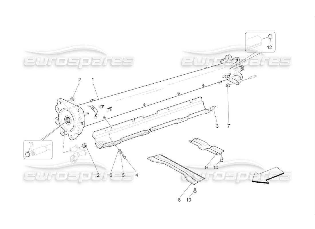 maserati qtp. (2007) 4.2 f1 diagramma delle parti del tubo di trasmissione