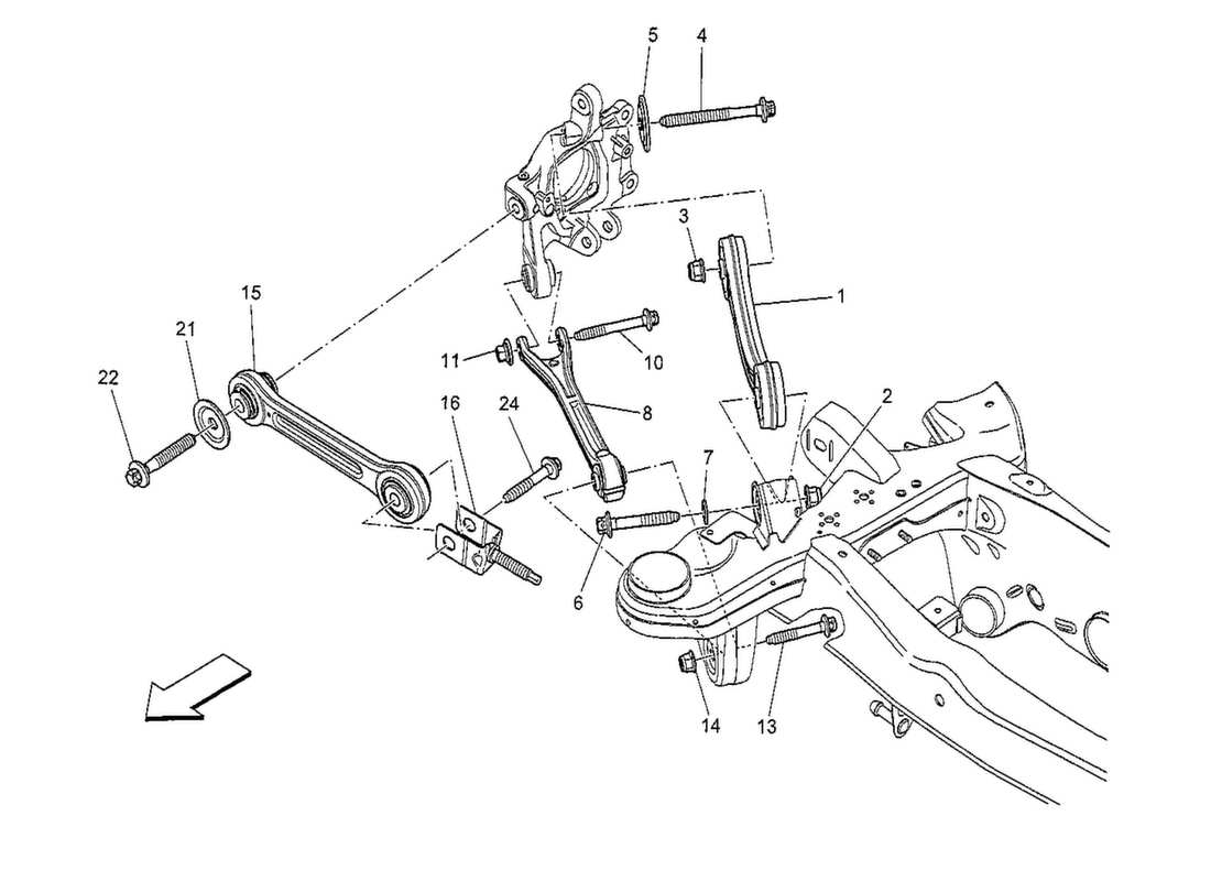 maserati qtp. v8 3.8 530bhp 2014 sospensione posteriore diagramma delle parti