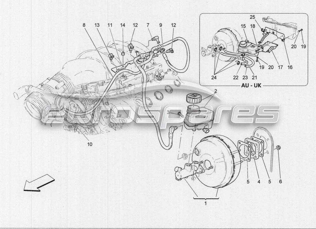maserati grancabrio mc centenario diagramma delle parti del servosistema freno