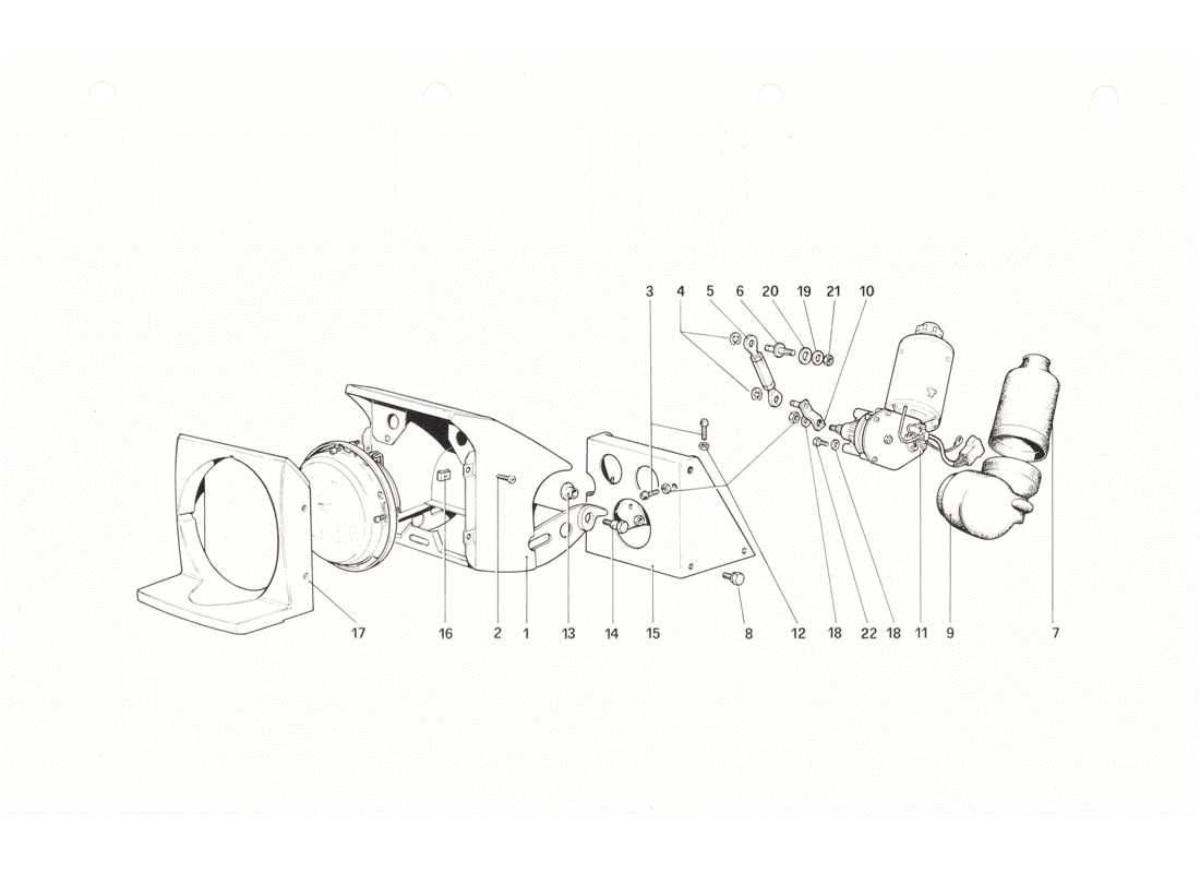 ferrari 208 gtb gts schema delle parti del dispositivo di sollevamento dei fari