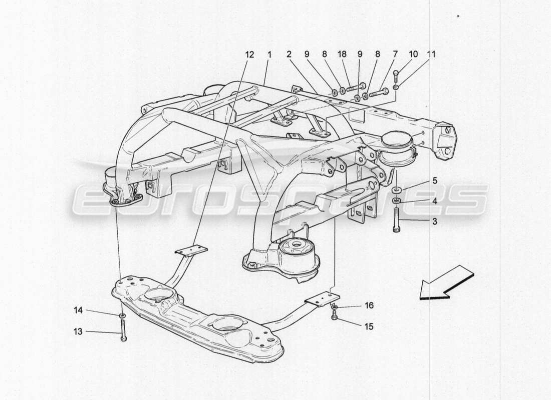 maserati granturismo special edition schema delle parti del telaio posteriore