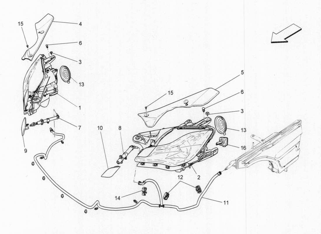 maserati qtp. v6 3.0 bt 410bhp 2015 diagramma delle parti dei gruppi ottici