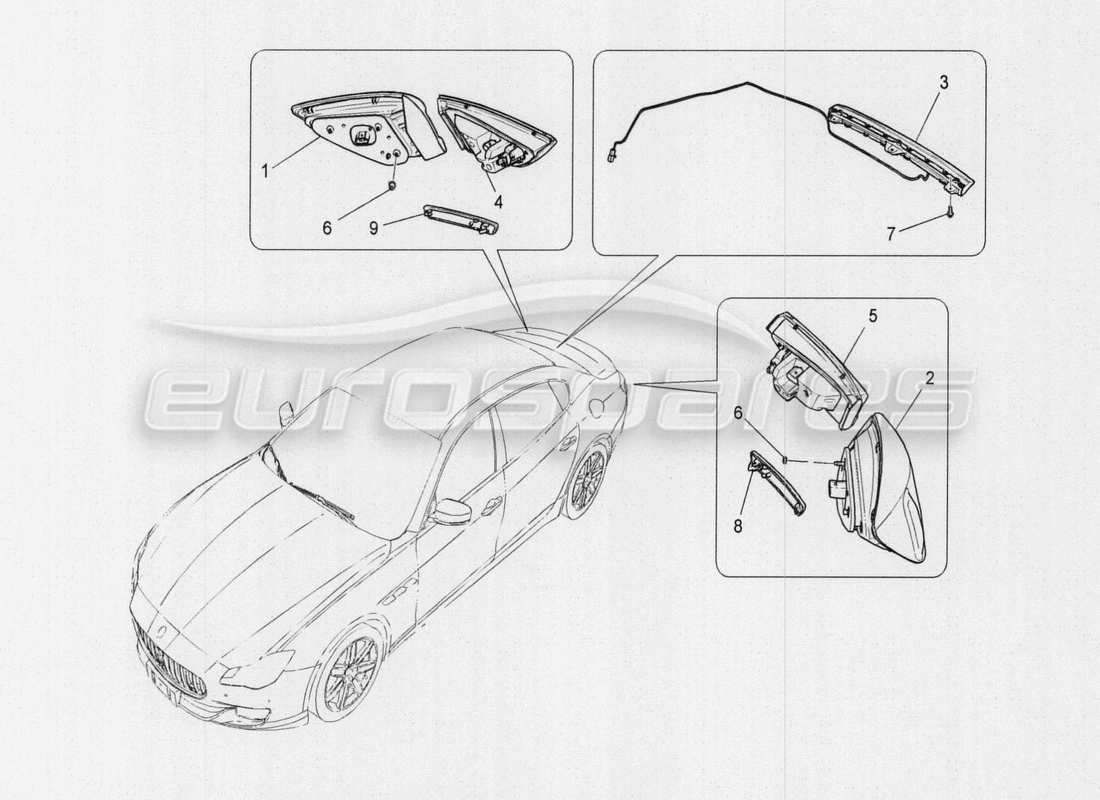 maserati qtp. v8 3.8 530bhp auto 2015 unità a c: diagramma delle parti dei dispositivi del vano motore