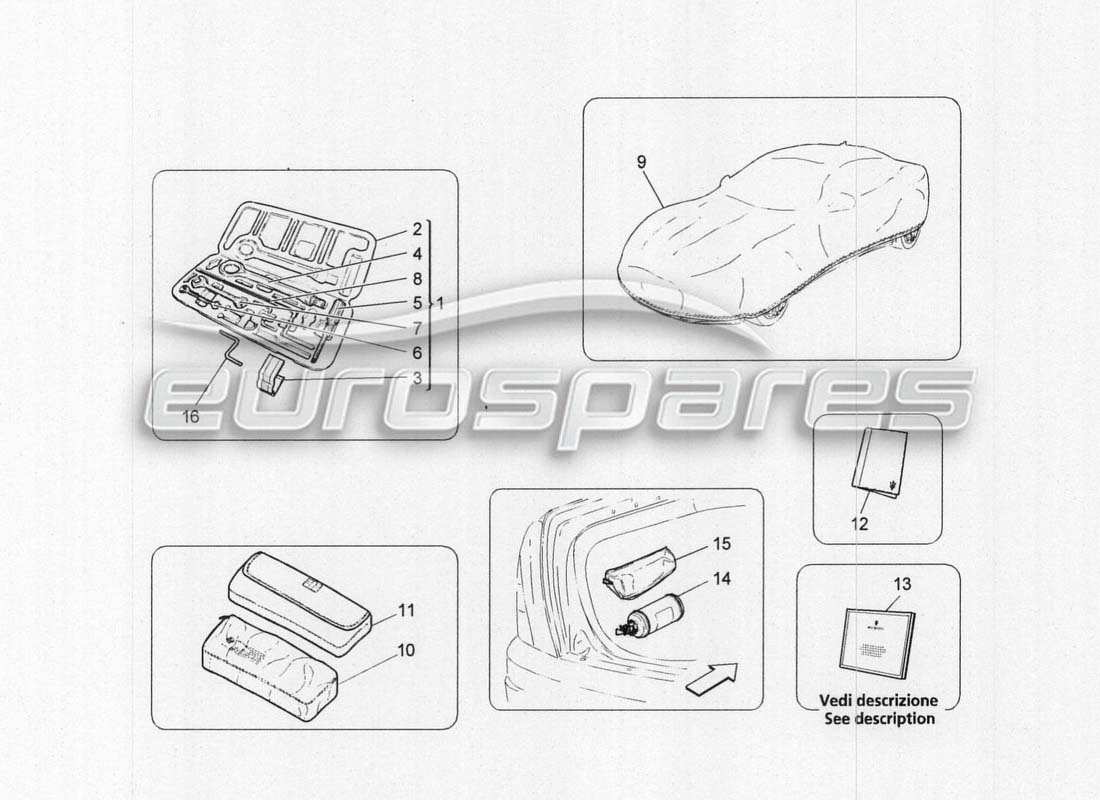 maserati grancabrio mc centenario equipaggiamento standard diagramma delle parti