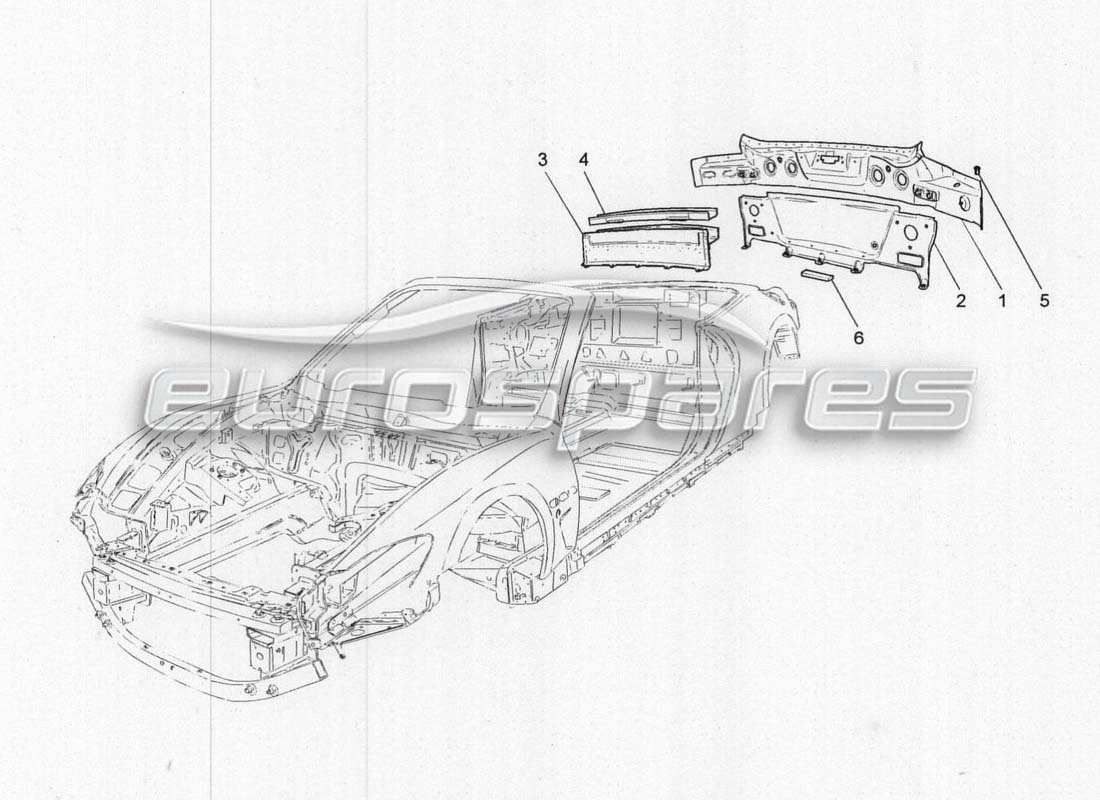 maserati grancabrio mc centenario schema delle parti della carrozzeria e dei pannelli di rivestimento esterni posteriori