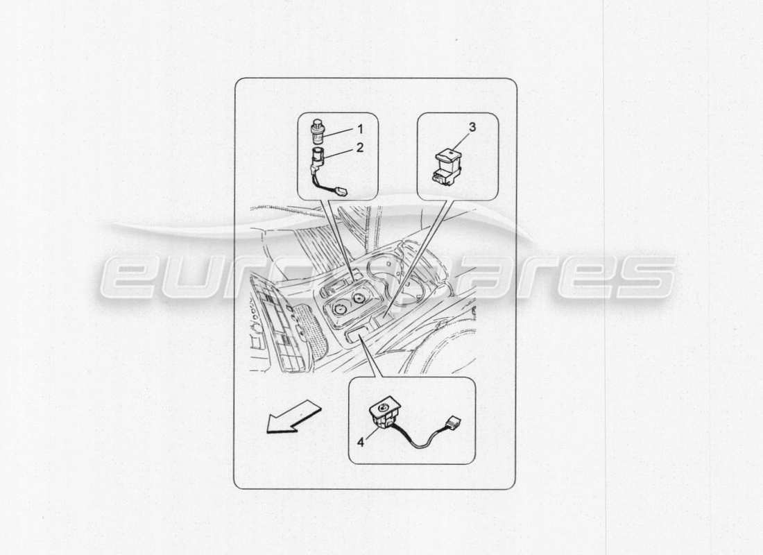 maserati granturismo special edition diagramma delle parti dei dispositivi della console centrale