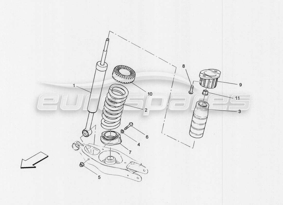 maserati qtp. v8 3.8 530bhp auto 2015 schema delle parti dei dispositivi ammortizzatore posteriore