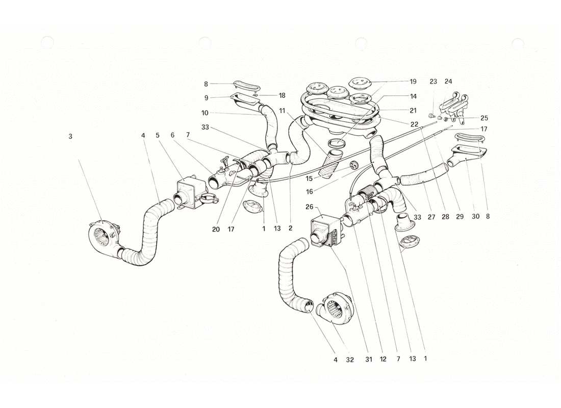 ferrari 208 gtb gts sistema di riscaldamento diagramma delle parti