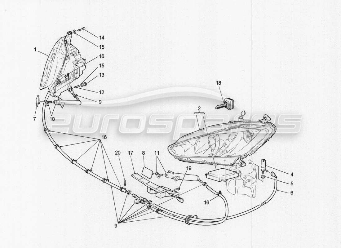 maserati granturismo special edition diagramma delle parti dei gruppi ottici