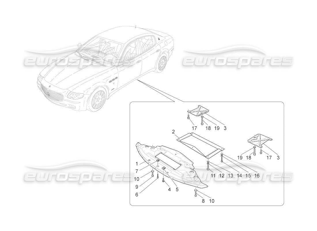 maserati qtp. (2011) 4.2 auto schema delle parti delle protezioni sottoscocca e sottopavimento