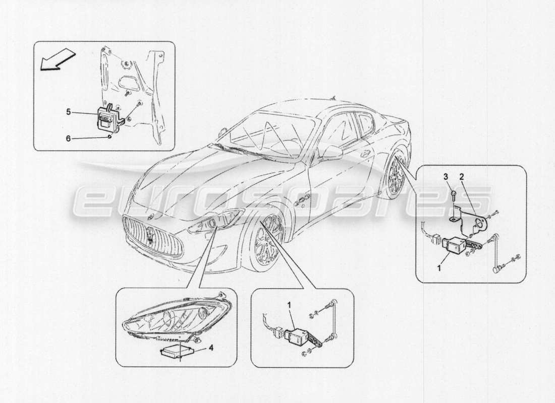 maserati granturismo special edition diagramma delle parti di controllo del sistema di illuminazione