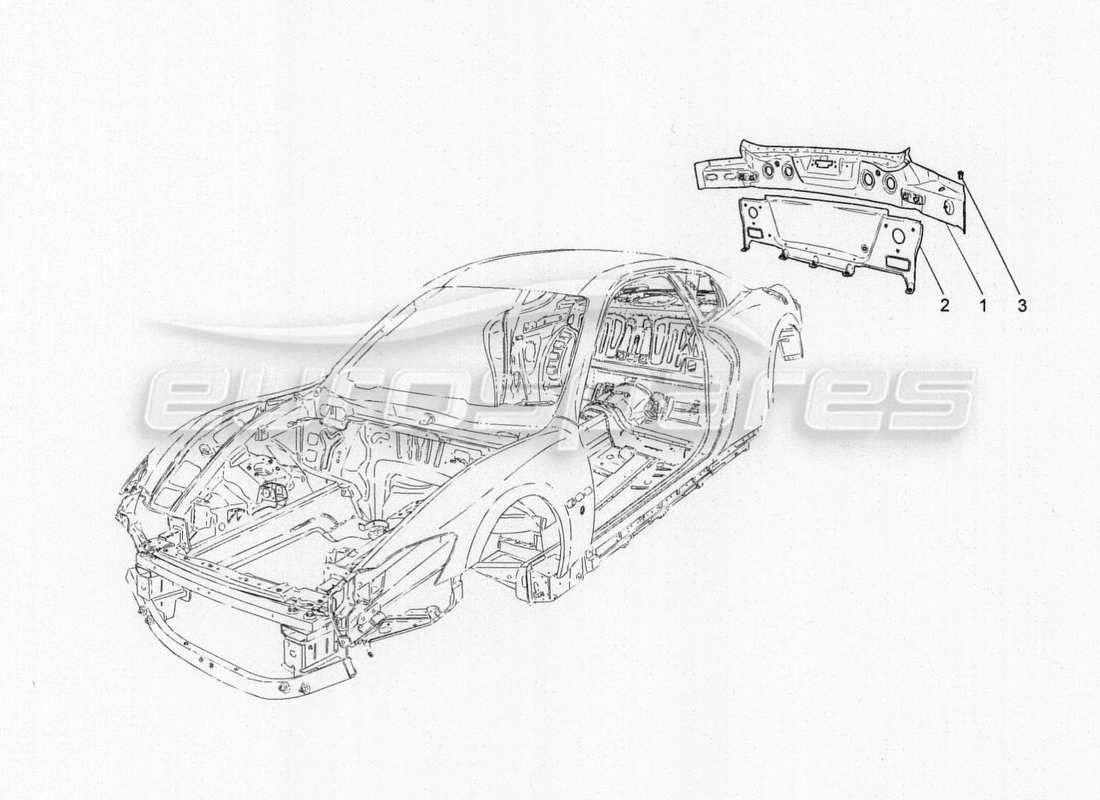 maserati granturismo special edition schema delle parti della carrozzeria e dei pannelli di rivestimento esterni posteriori