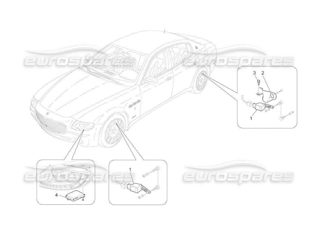 maserati qtp. (2011) 4.2 auto diagramma delle parti di controllo del sistema di illuminazione