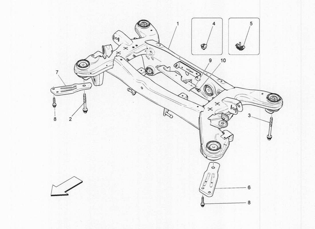maserati qtp. v6 3.0 tds 275bhp 2017 schema delle parti del telaio posteriore
