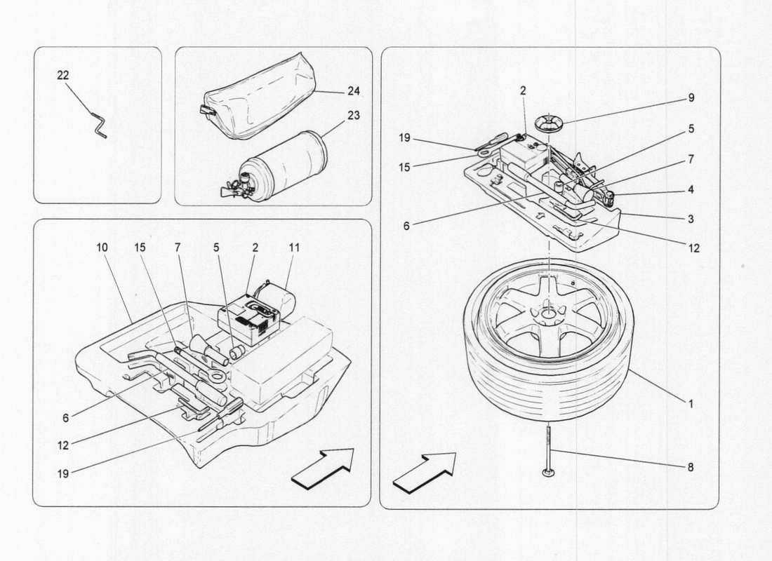 maserati qtp. v6 3.0 tds 275bhp 2017 accessori forniti diagramma delle parti