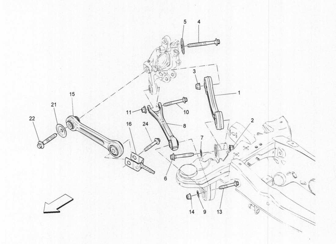 maserati qtp. v6 3.0 bt 410bhp 2015 diagramma delle parti della sospensione posteriore