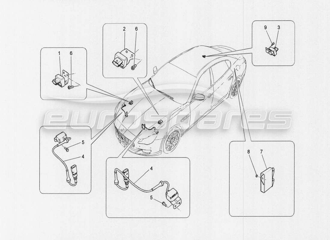 maserati qtp. v8 3.8 530bhp auto 2015 controllo elettronico: diagramma delle parti della sospensione