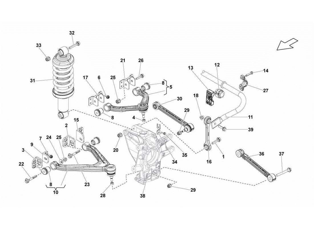 lamborghini gallardo sts ii sc bracci posteriori diagramma delle parti