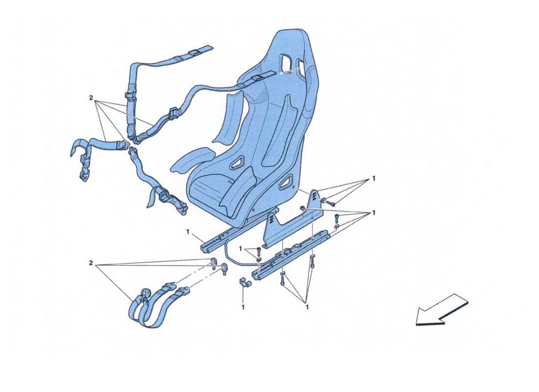 ferrari 458 challenge diagramma delle parti del sedile racing